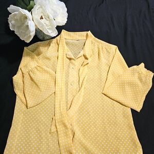 Source Unknown Yellow Polka Dot Blouse